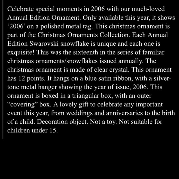 NWB Swarovski 2006 Crystal Snowflake Christmas Ornament New - Picture 12 of 12
